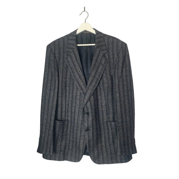 Samuelsohn Grey Striped Wool Silk Blazer Size 44 Formal Office - Picture 11 of 11